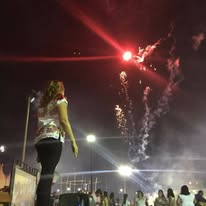 Pirotecnia sobre el mar en Cancún